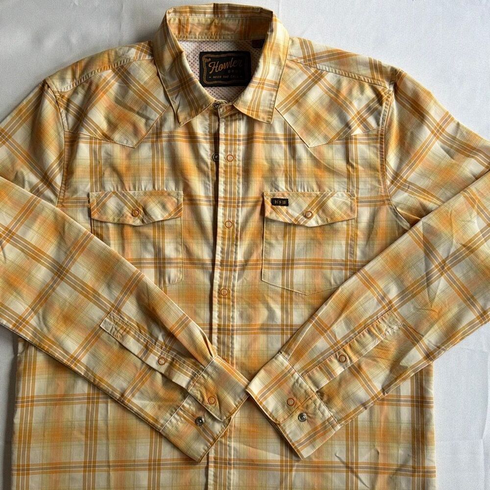 Howler Bros H Bar B Tech Men’s Small Prairie Plaid Gold Quick Dry